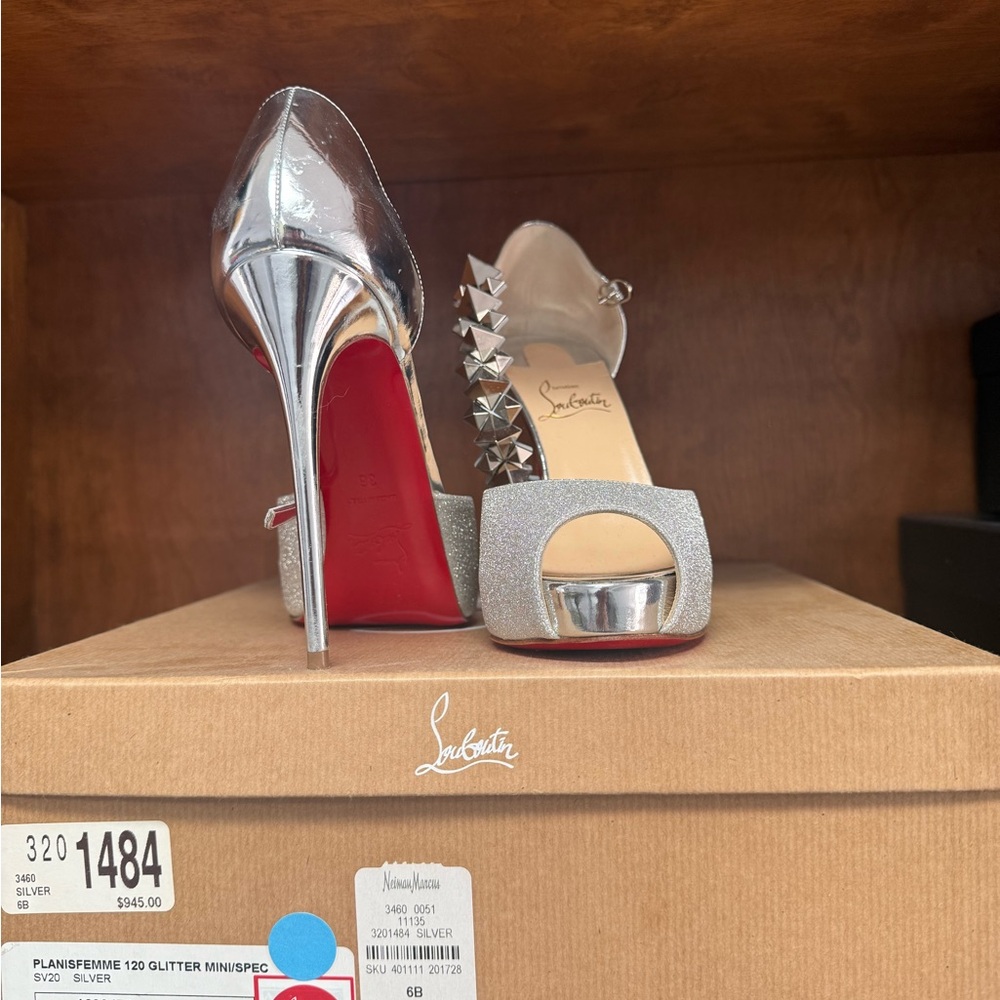 Christian Louboutin Silver Glitter Heels